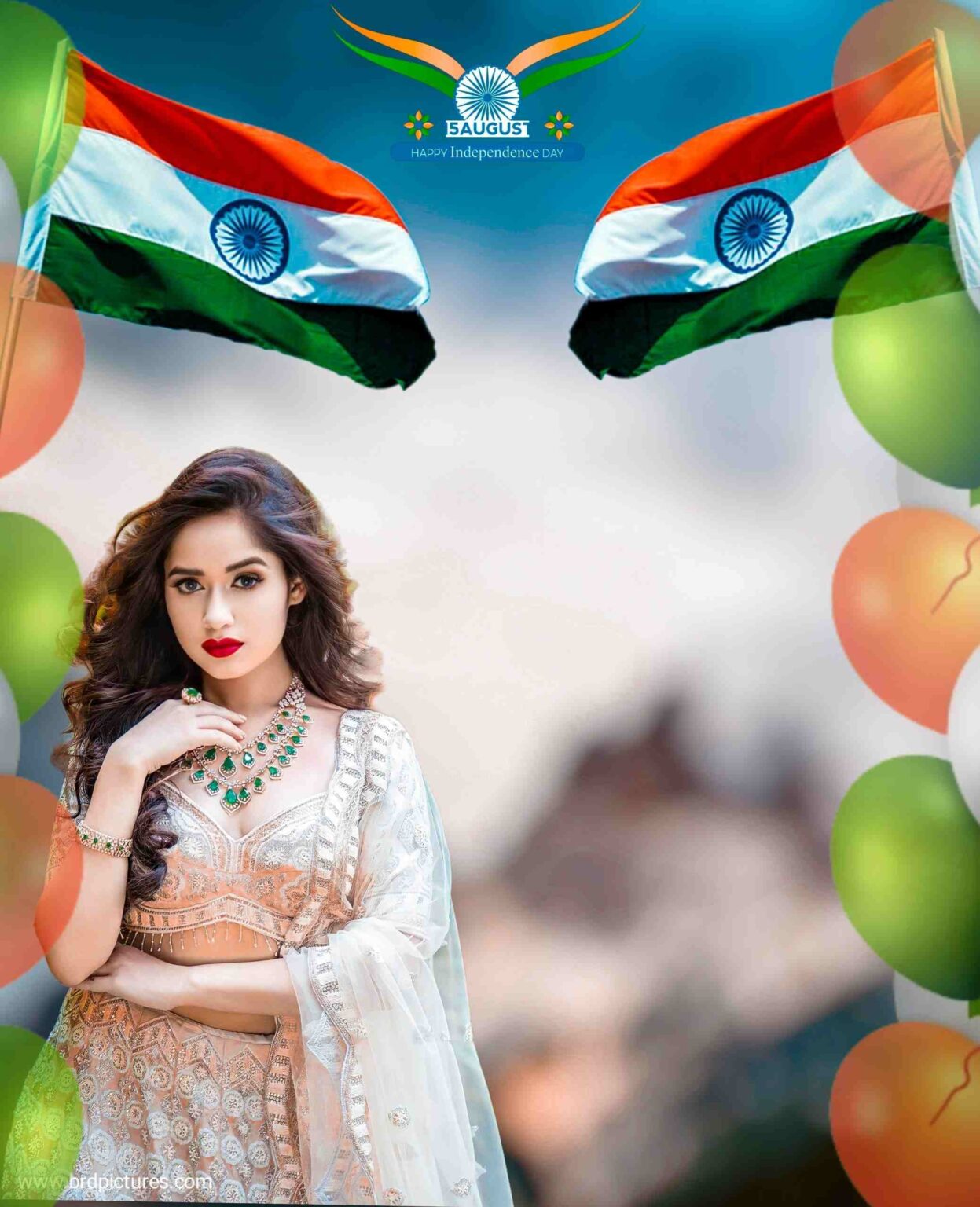Happy Independence Day Editing Background with Girl