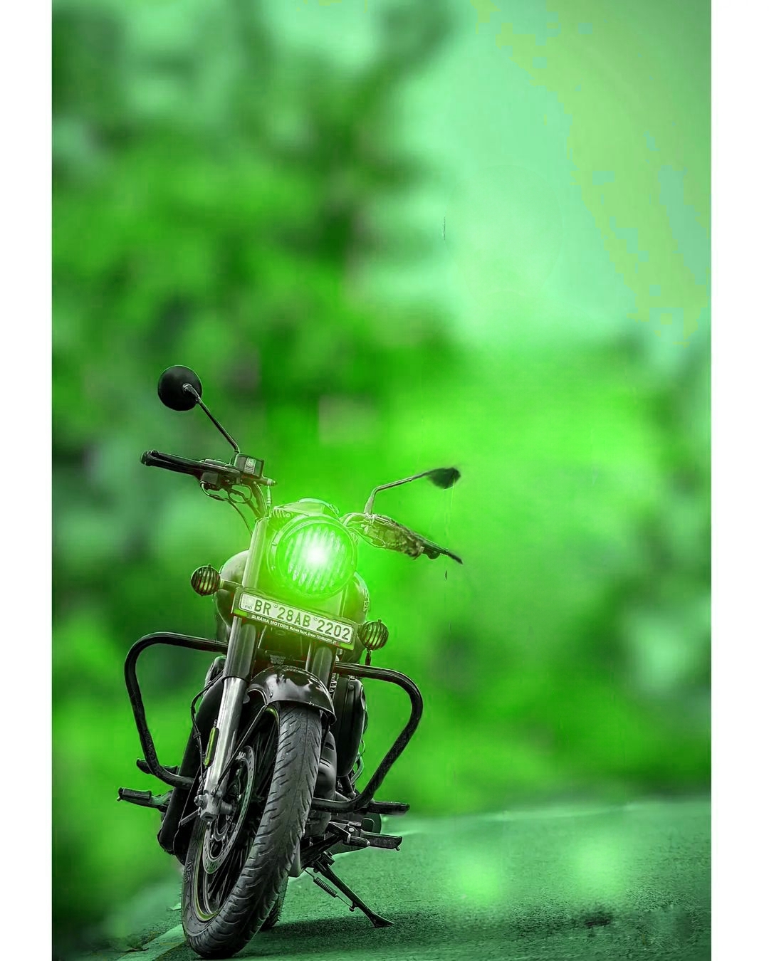 green colour CB editing background with royal enfield bike