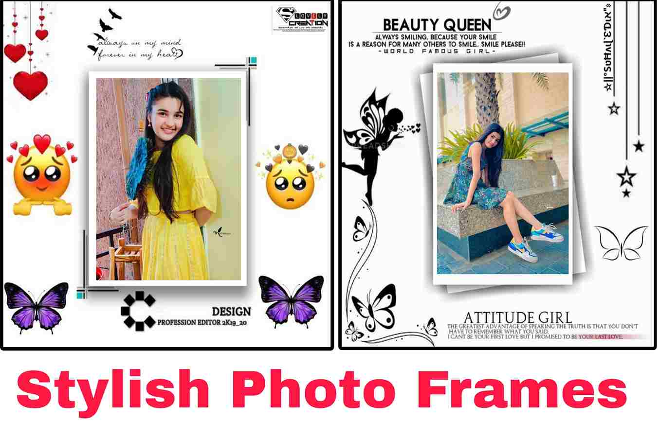 Stylish Girls Photo Editing Frame Template Backgrounds for Instagram and Facebook