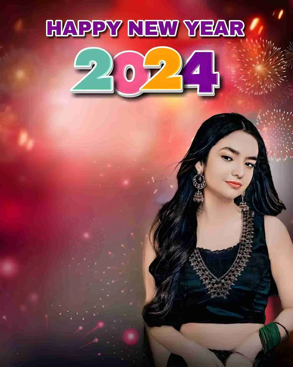 2024 Happy New Year Girl Background