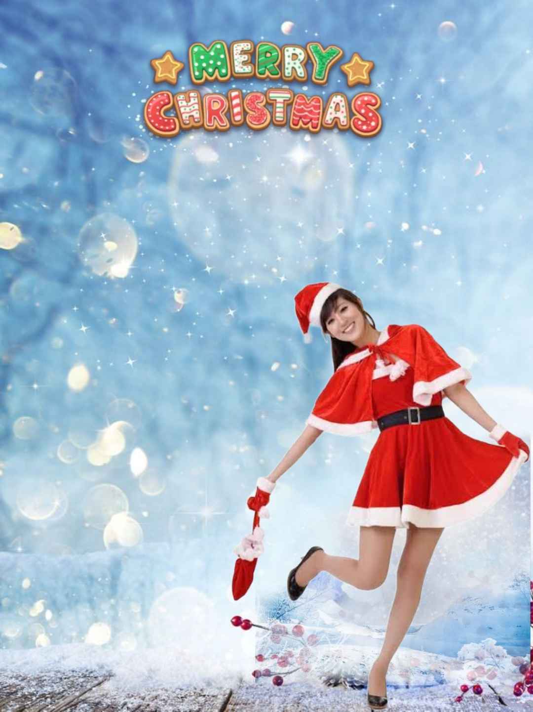 Christmas Editing Background With Girl