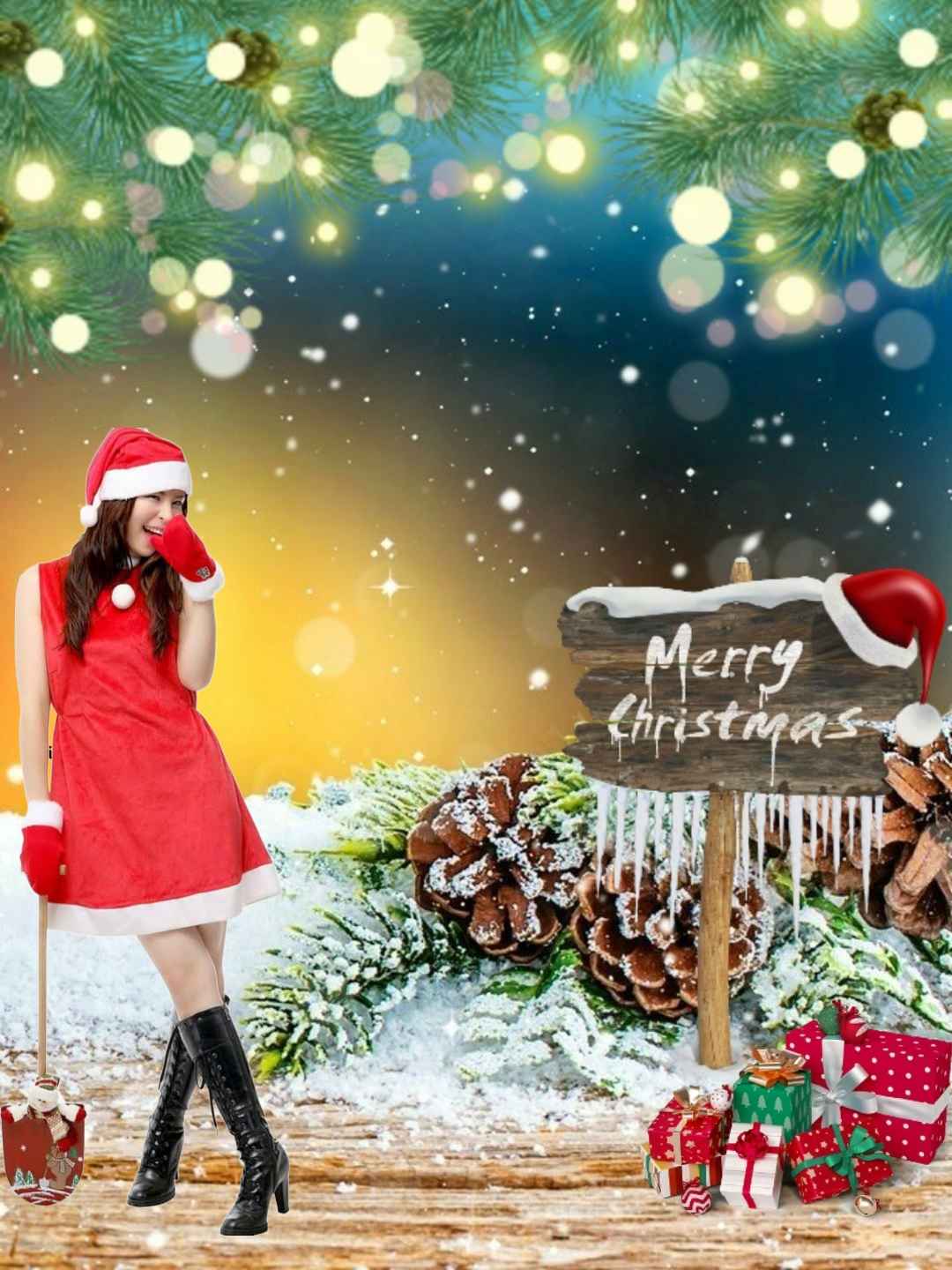 Christmas HD Editing Background With Girl