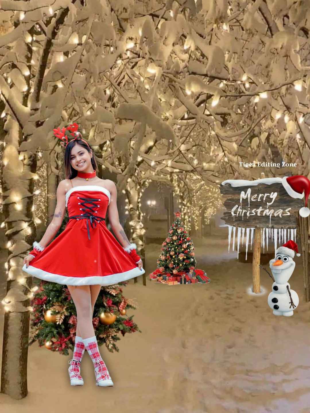 Christmas girl photo editing background