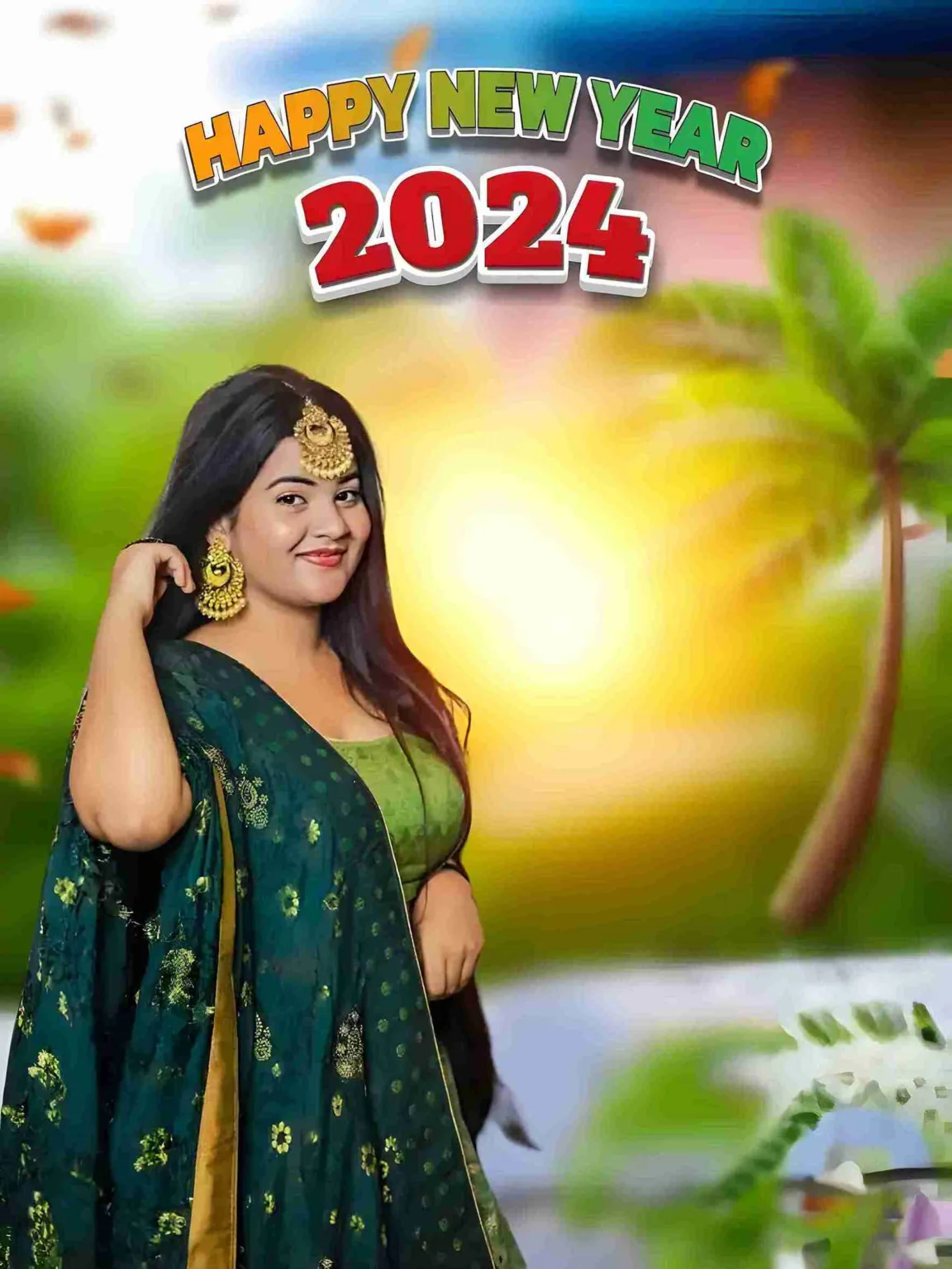 Happy New Year 2024 Girl CB Editing Background