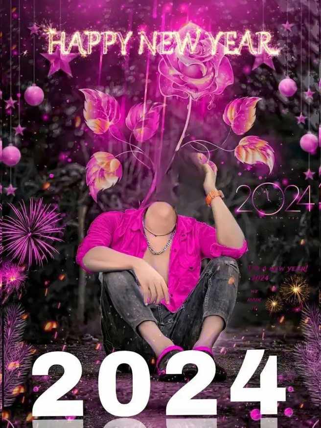 Happy New Year 2024 Ka Background without Face