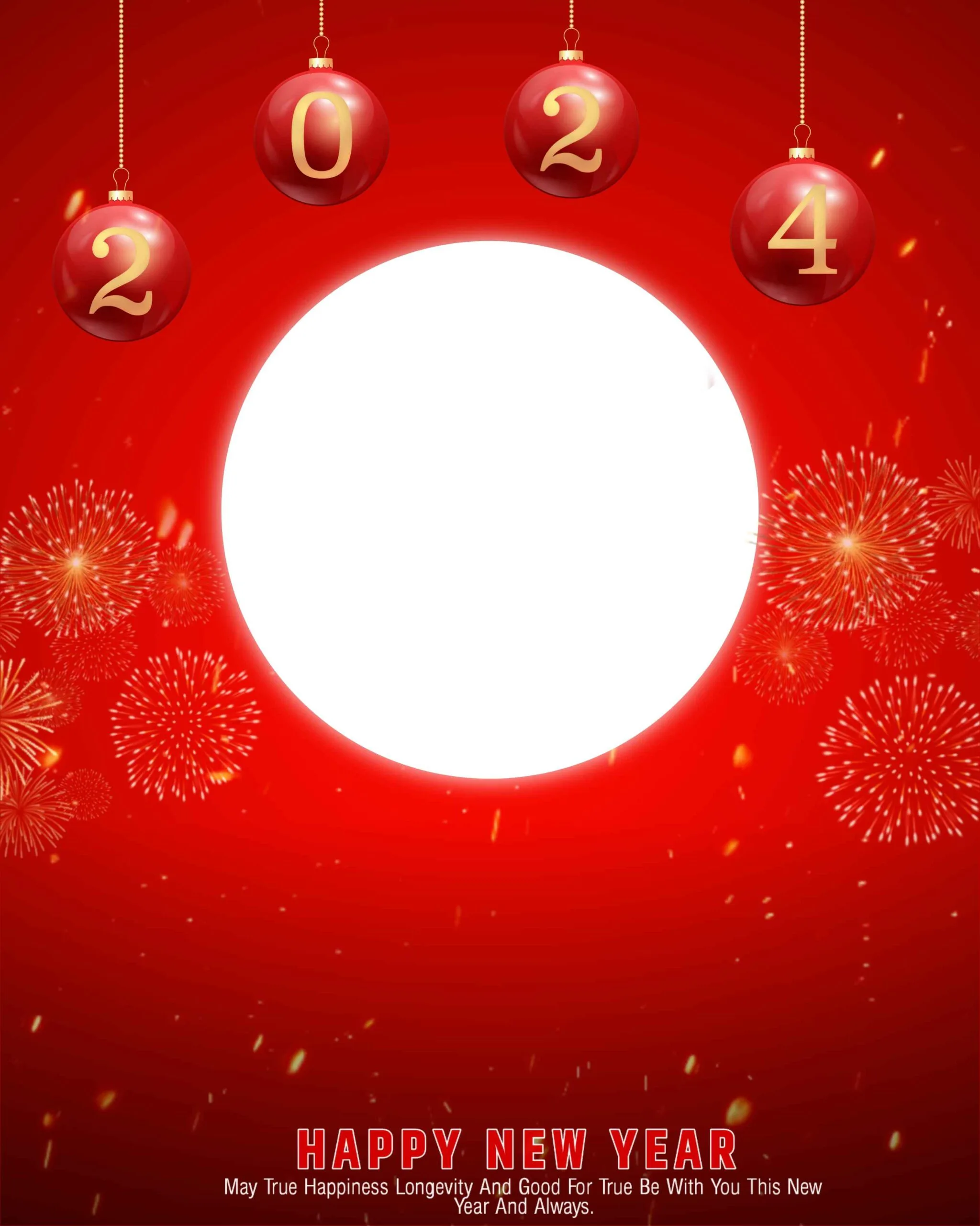 Happy New Year 2024 Red Background HD