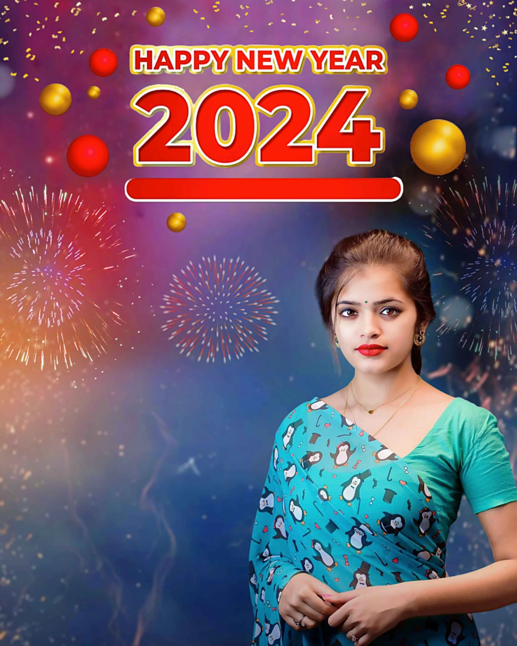 Happy New Year Girl Editing Background