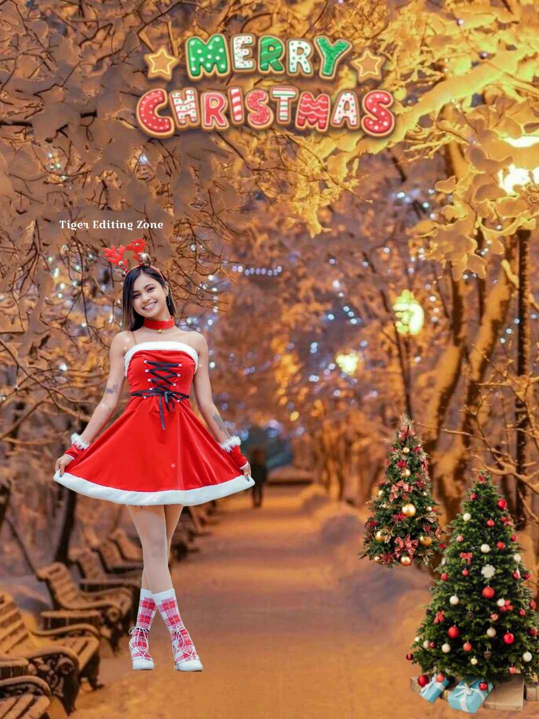 Merry Christmas Background Full HD For Cb PicsArt Editing With Girl