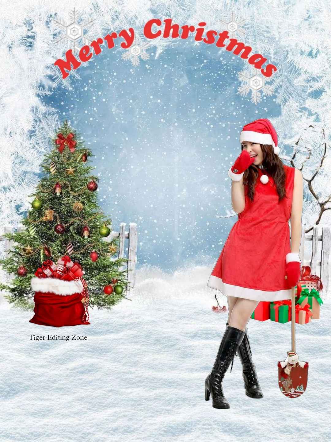 Merry Christmas Day Girl New Background For CB Editing HD
