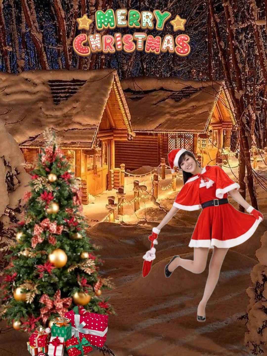 Merry christmas girl editing background