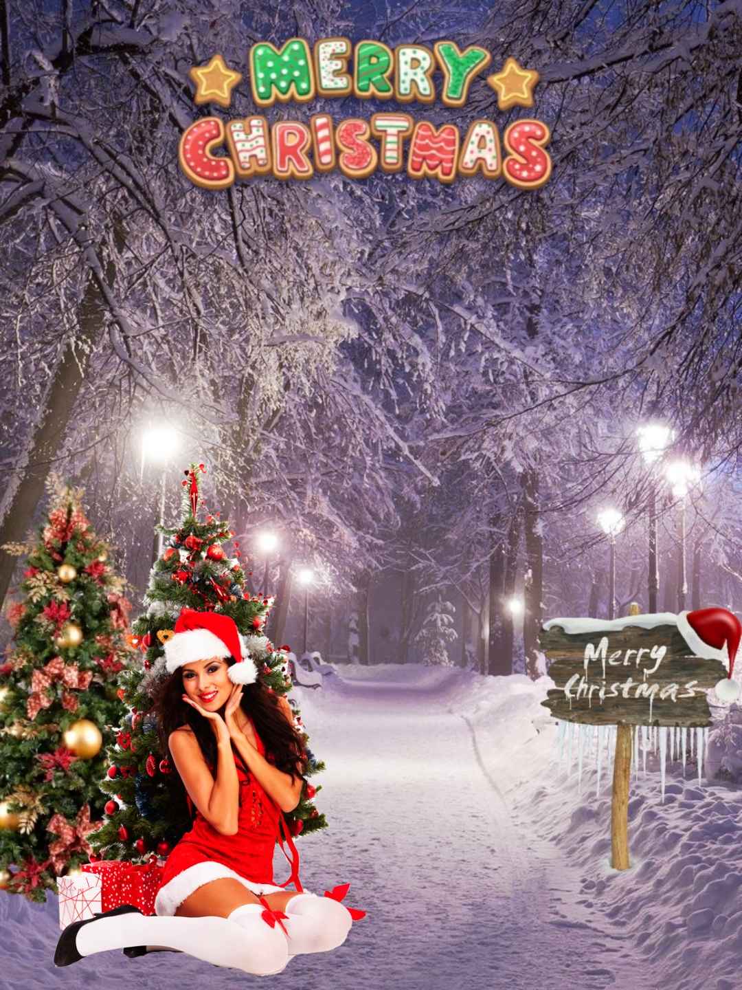 New Christmas Photo Editing Girls Background Free
