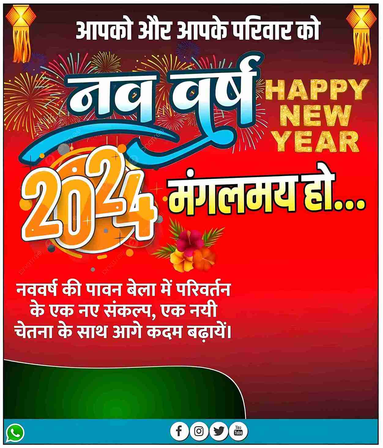 New Year 2024 Banner Background in Hindi