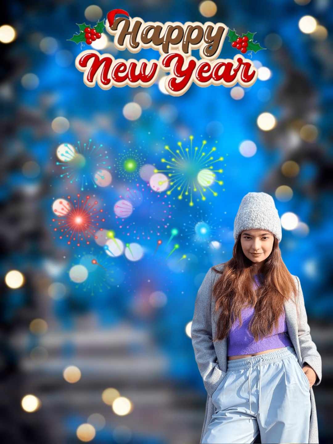 New Year 2024 Editing Background With Girl