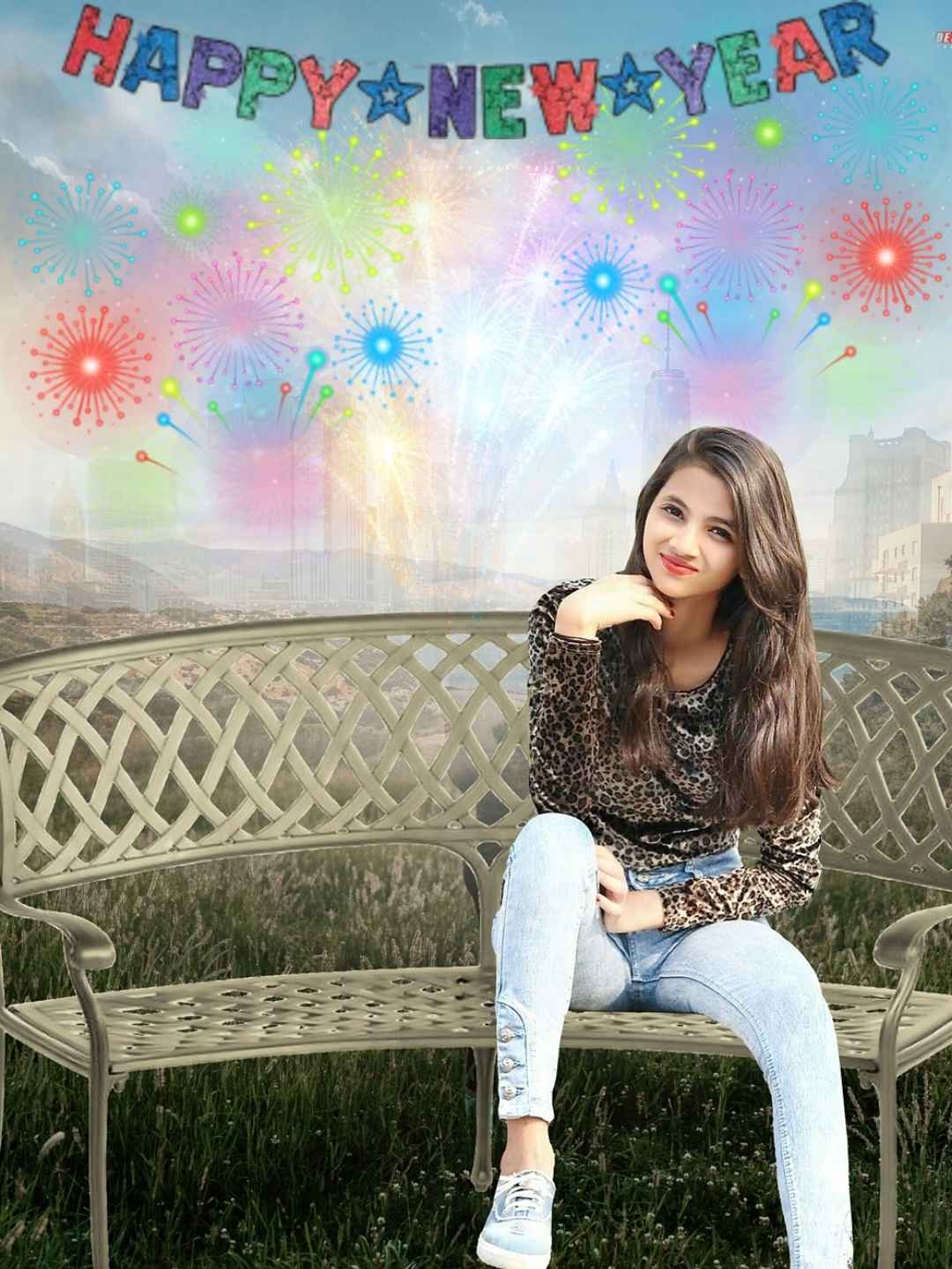New Year Background HD with Girl