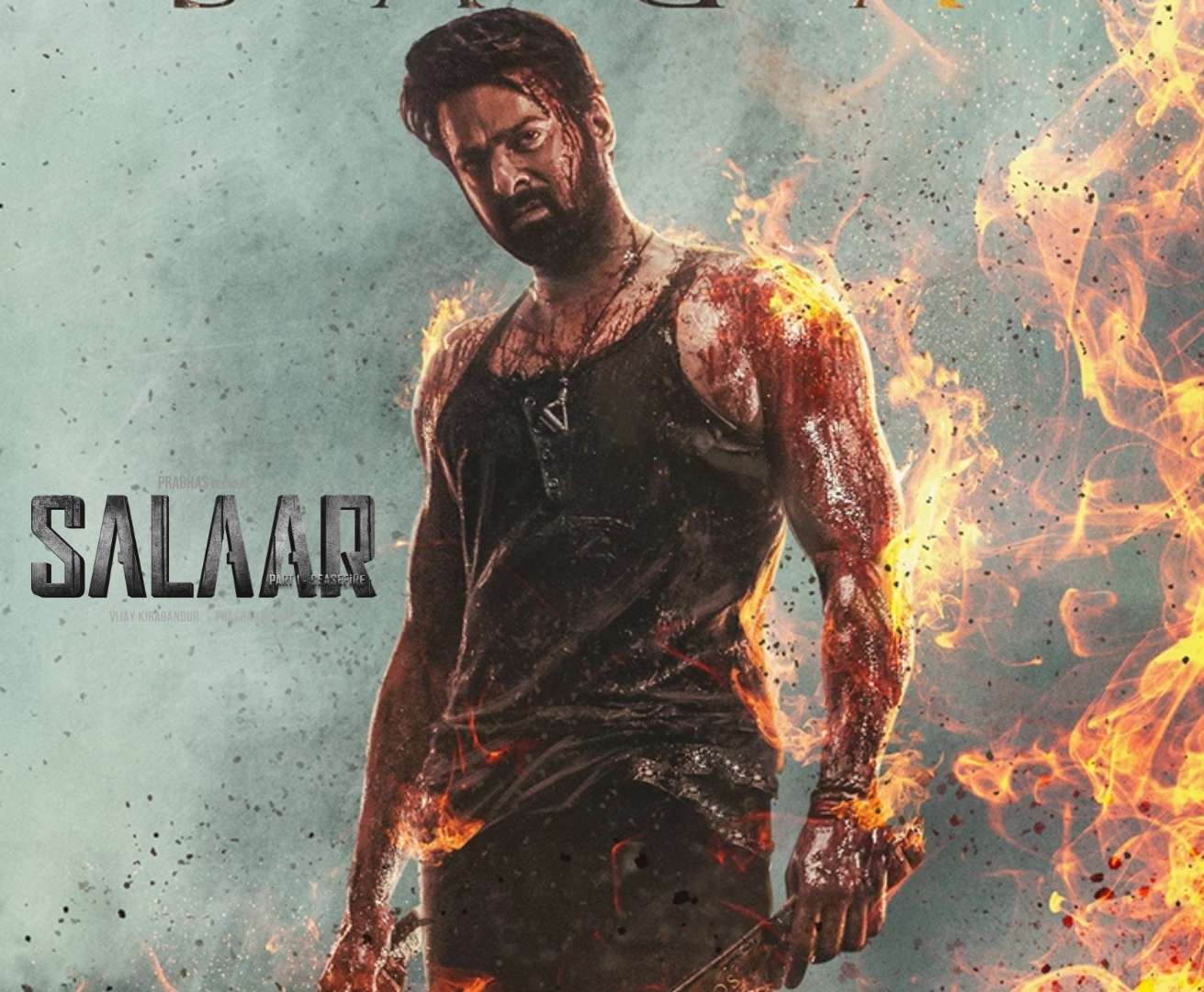 Prabhas on Fire Salaar Movie Poster HD 4k