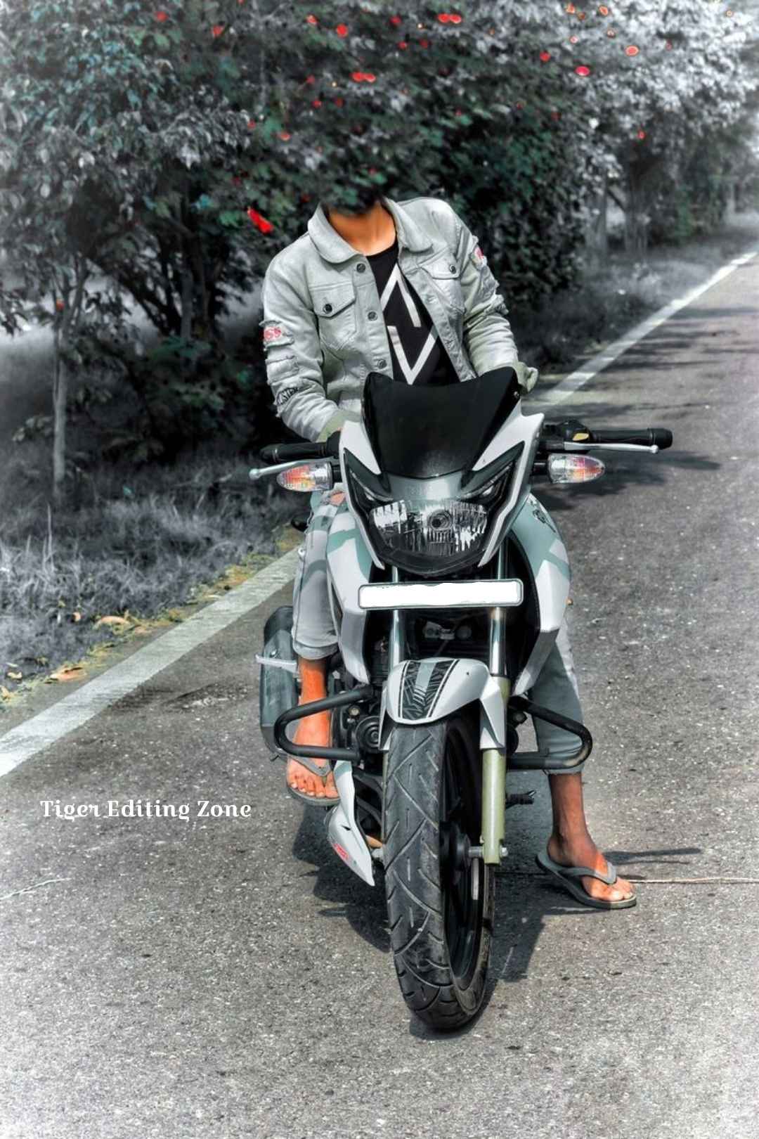 Stylish Boy on Apache Bike Editing Background