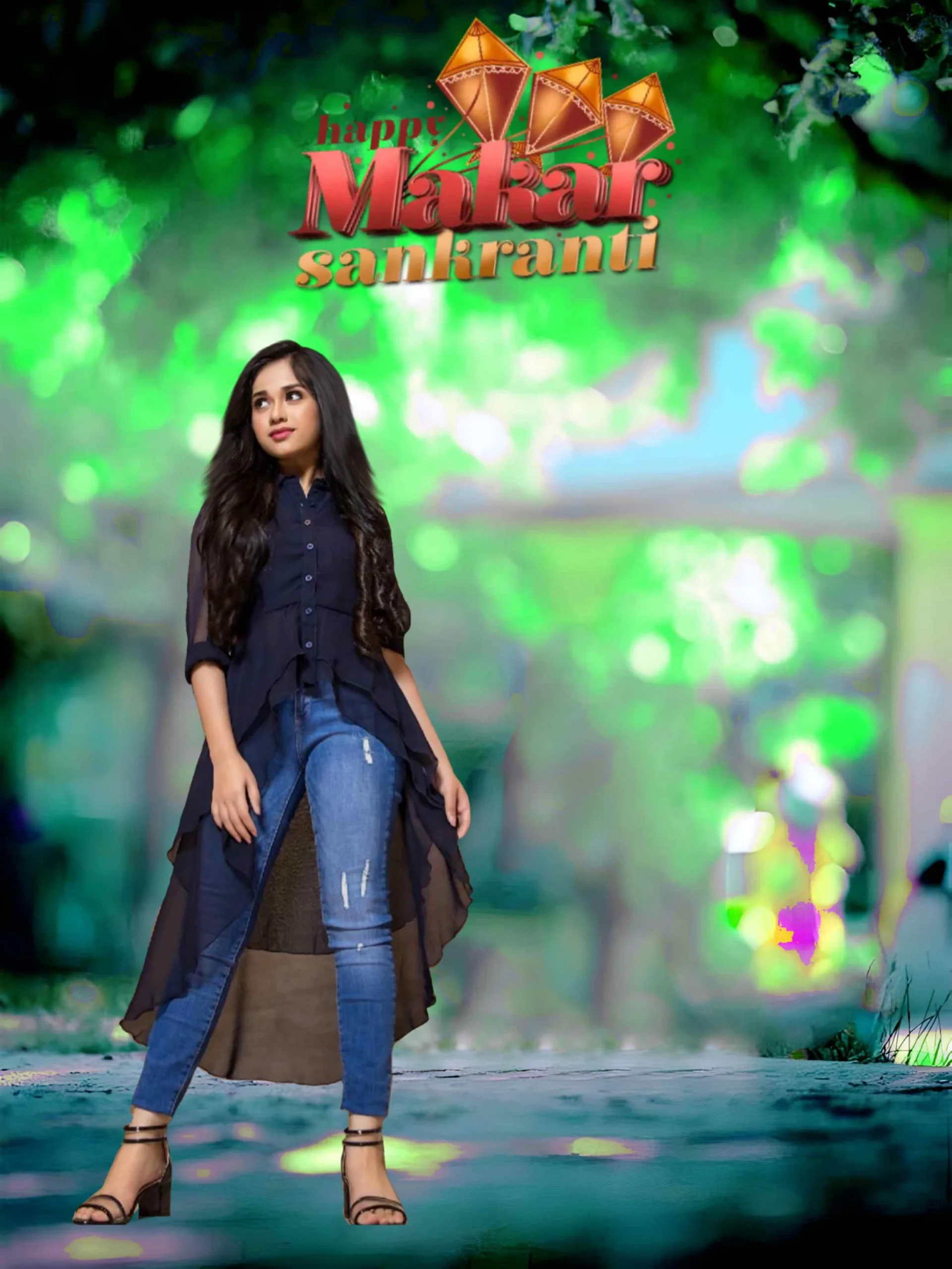 Beautiful Girl CB Background for Makar Sankranti