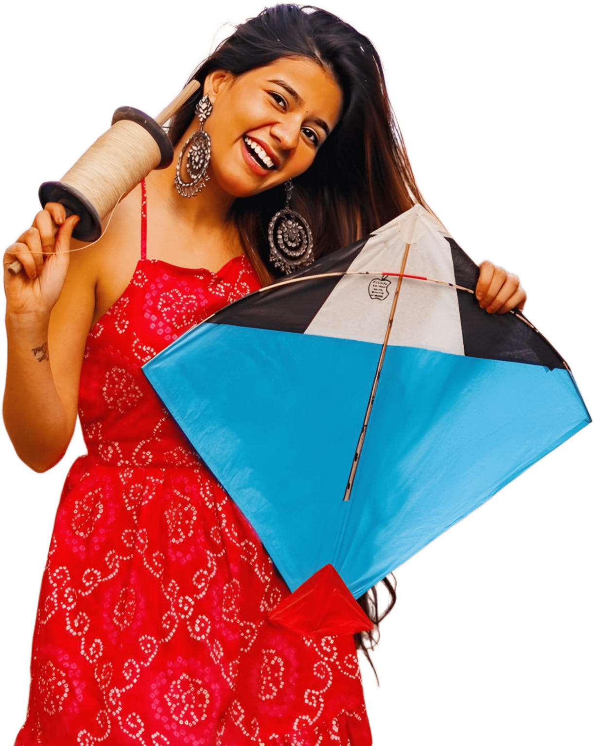 Girl with Kite PNG for Makar Sankranti