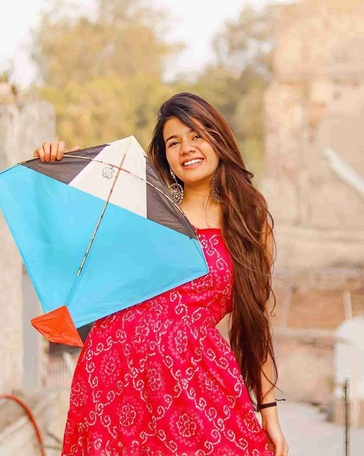 Girl with Kite for Makar Sankranti