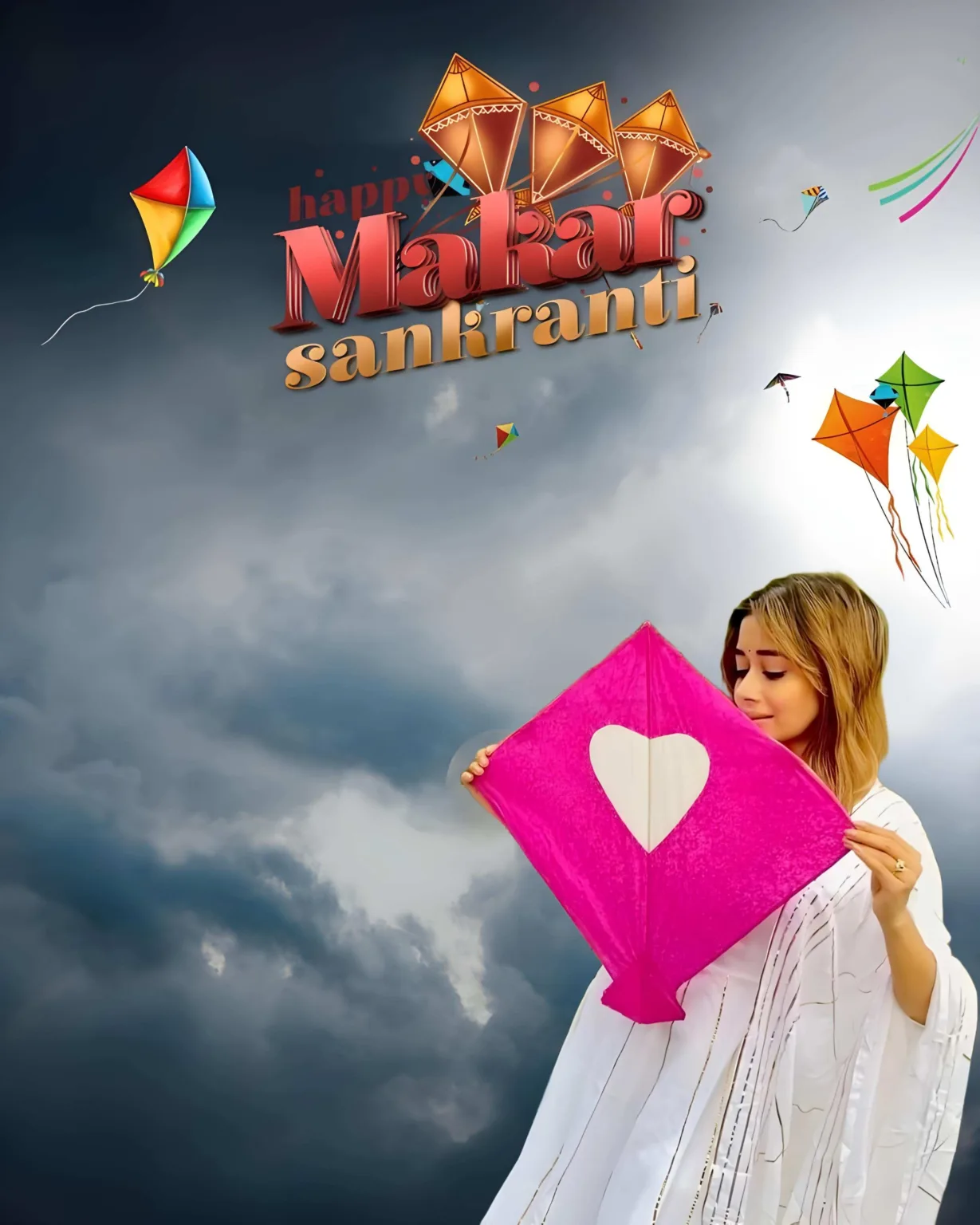 Happy Makar Sankranti Girl CB Editing Background