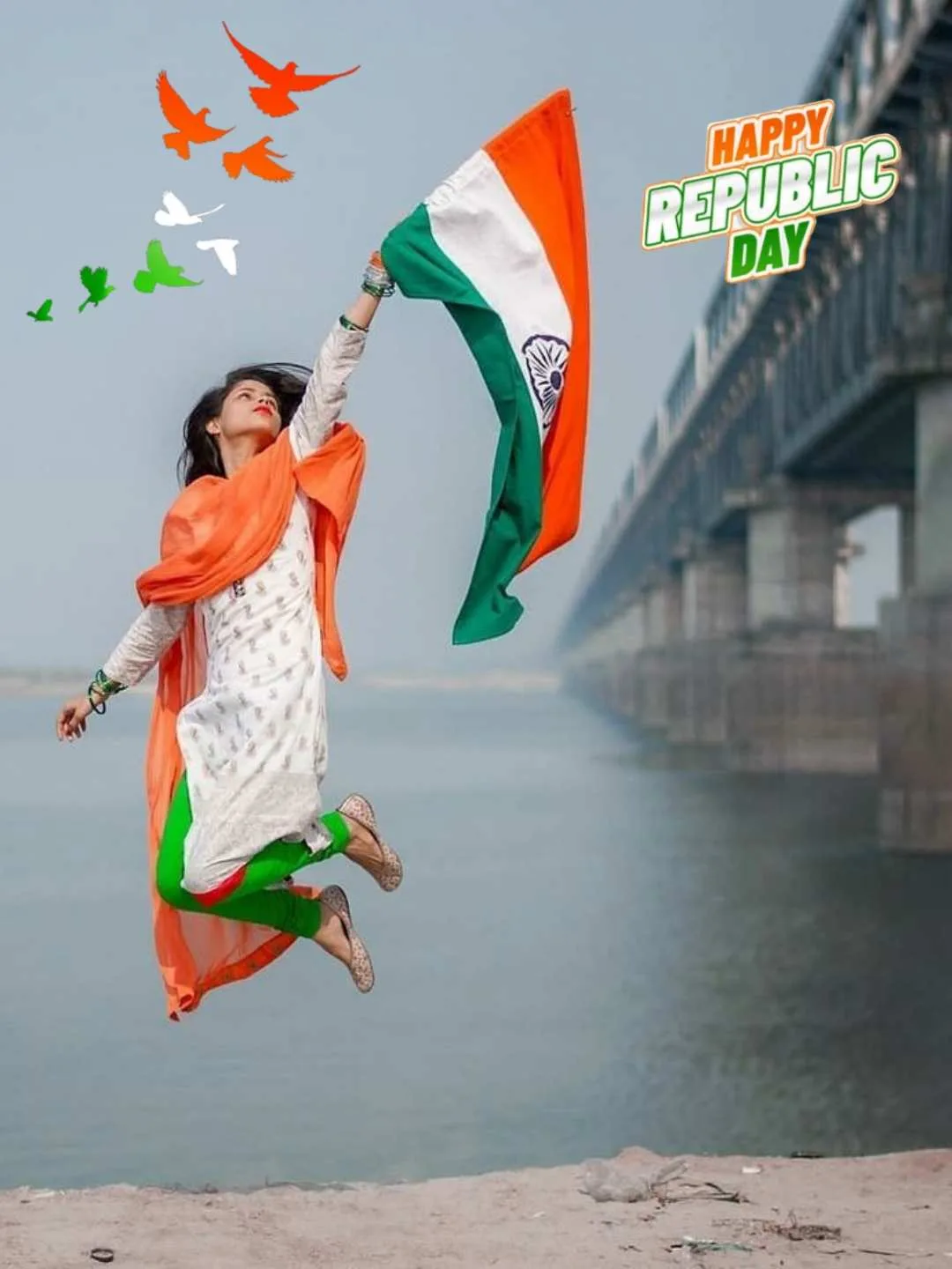 Happy Republic Day Girl Photo Editing Background