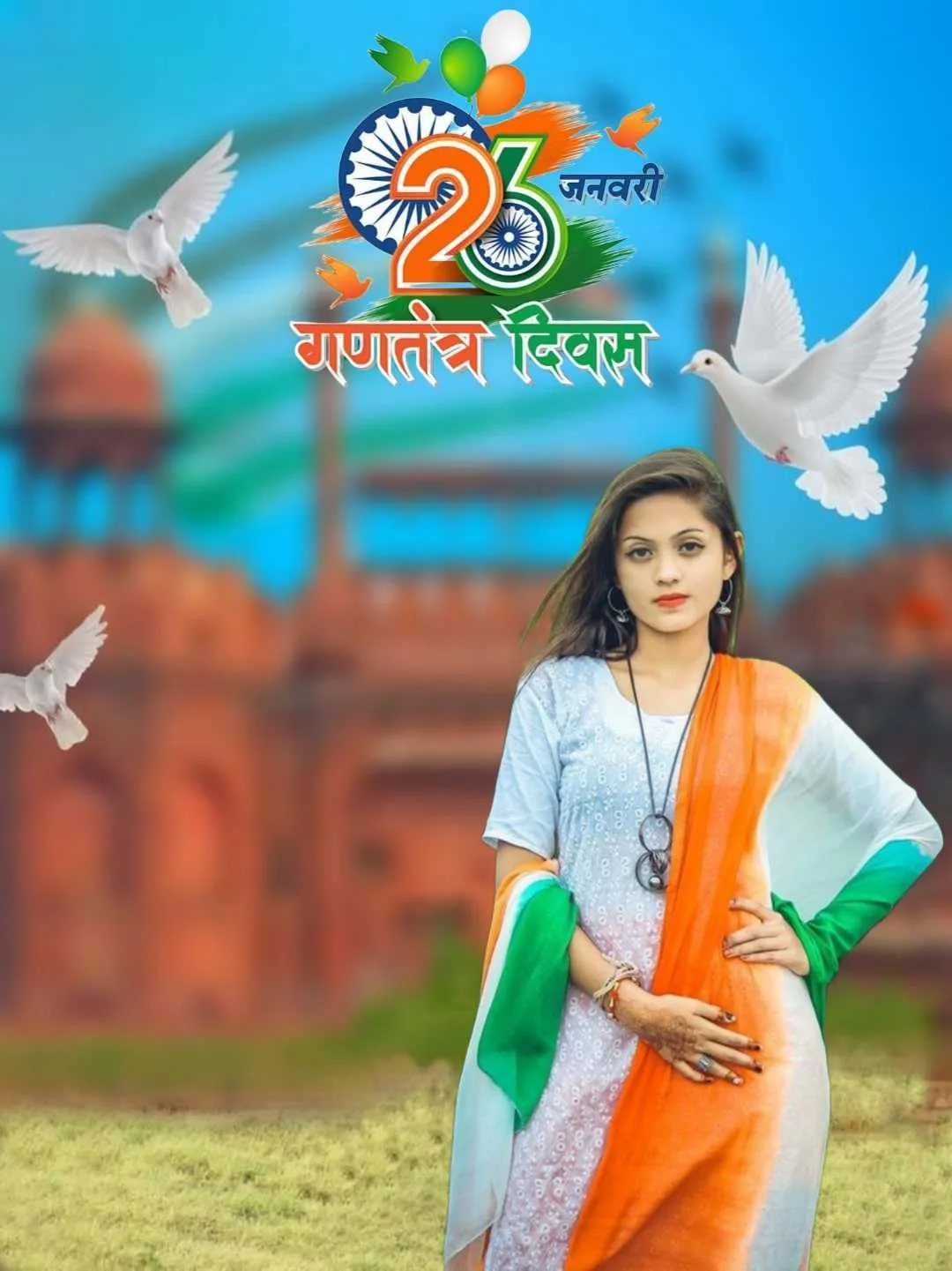 Happy Republic day to CB Girl Editing Background