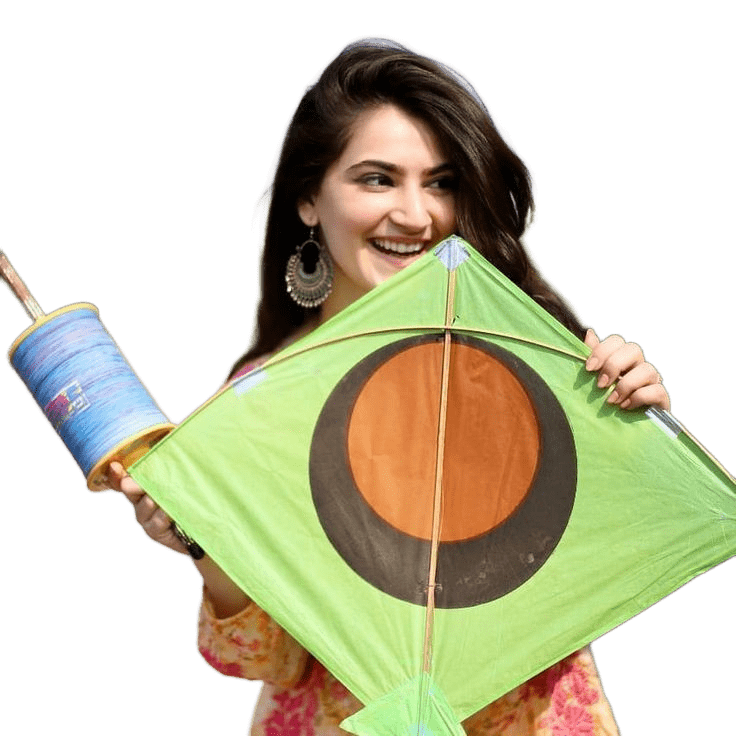 Transparent Girl PNG with Kite for Editing Makar Sankranti