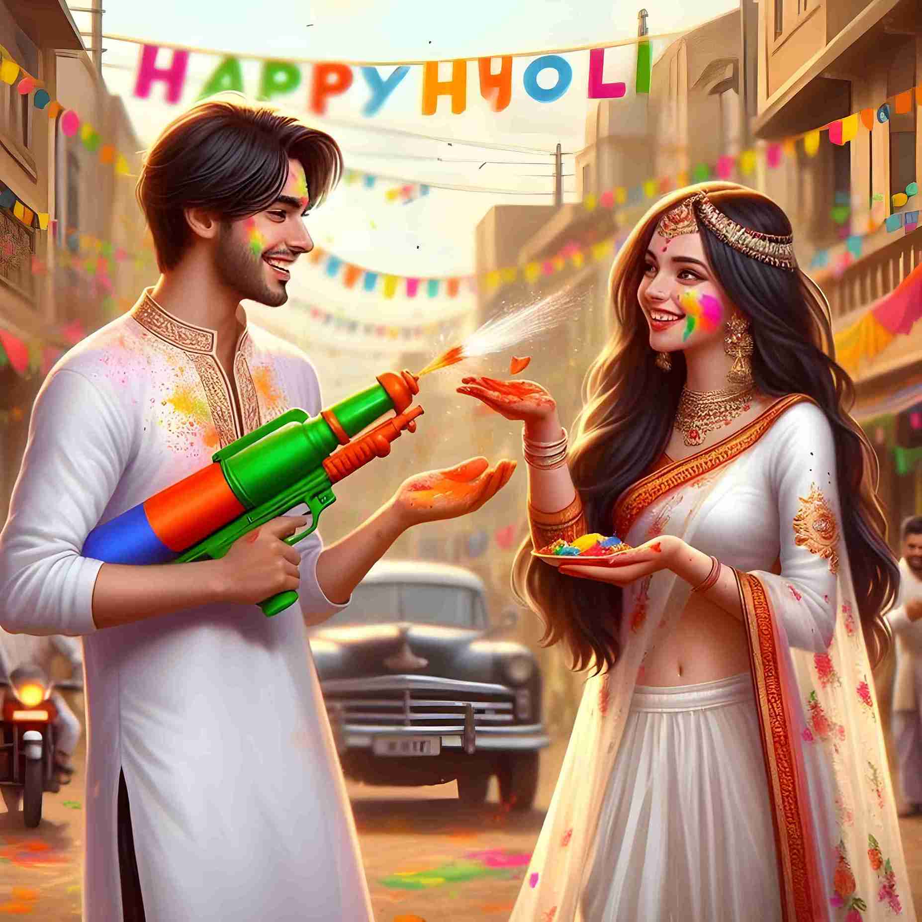 Happy Holi Ai generated image for couples