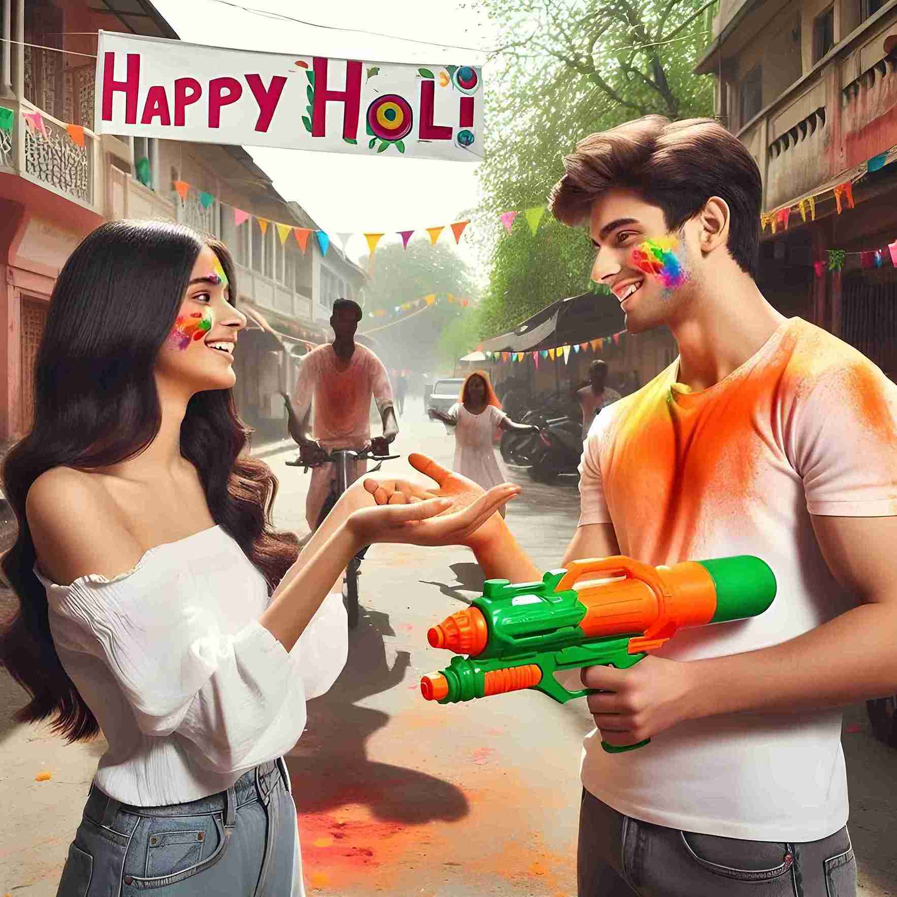 Happy Holi Couple ai avatar image download